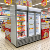Réfrigérateur vertical pour boissons avec porte vitrée pour supermarché, vitrine réfrigérée pour boissons, réfrigérateur Coca-Cola