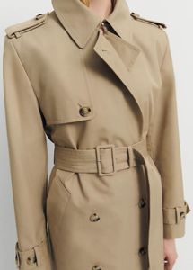 <span class=keywords><strong>Trench</strong></span> Coat Elegante da <span class=keywords><strong>Donna</strong></span> su Misura di Alta Qualità, Doppio Petto in Cotone <span class=keywords><strong>Marrone</strong></span> Chiaro, Ideale per l'Uso Quotidiano e il Pendolarismo - Product Image 4