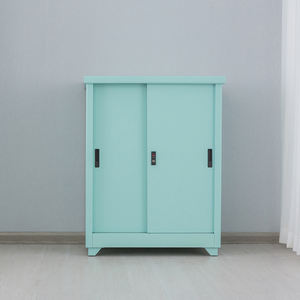 <span class=keywords><strong>GDLT</strong></span> Armoire de rangement assemblée à portes coulissantes avec serrure à clé Étanche et durable Petite armoire colorée en acier écologique - Product Image 1