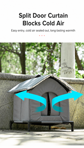 Casa para Mascotas de Tela Oxford Impermeable, Refugio para Perros y Gatos con Techo Inclinado, Color Gris - Product Image 3