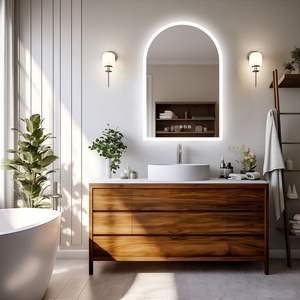 Элегантные минималистичные черные тумбы для ванной с двойным зеркалом Ospana, готовые к отправке, распродажа Lowes - Product Image 3