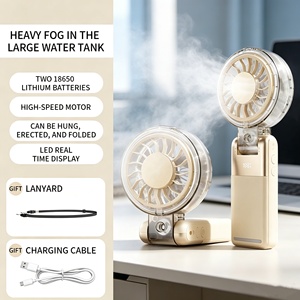 Mini ventilateur brumisateur portable 3600 mAh rechargeable par USB, ventilateur <span class=keywords><strong>de</strong></span> bureau portatif avec pulvérisation fine <span class=keywords><strong>de</strong></span> brume, pliable multi-angles pour l'extérieur - Product Image 1