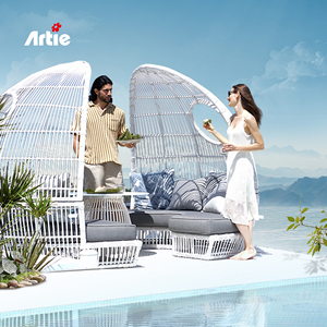 Artie'nin orijinal tasarım lüks hintkamışı bahçe mobilyası kesit kanepe bahçe mobilyaları PE Rattan şezlong büyük Daybed - Product Image 2