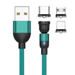 Fabriek Nieuwe 3 In 1 Magnetische Usb Oplaaddatum Kabel 540 Graden Roterende Magneet Usb Snel Opladen Kabel Snel Opladen Mobiel Snoer