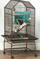 Cage à oiseaux en forme de grange Grande cage pour animaux de compagnie Roues Perroquet Perruche Canary Finch Conure avec support Multi-Level Small Animals Habitat