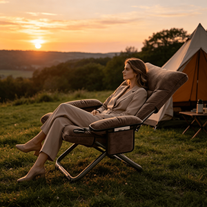 Fauteuil inclinable moderne, réglable, portable, rembourré et pliable <span class=keywords><strong>avec</strong></span> <span class=keywords><strong>accoudoirs</strong></span> et poche latérale, <span class=keywords><strong>chaise</strong></span> <span class=keywords><strong>de</strong></span> loisirs <span class=keywords><strong>pour</strong></span> mobilier d'extérieur et camping - Product Image 4
