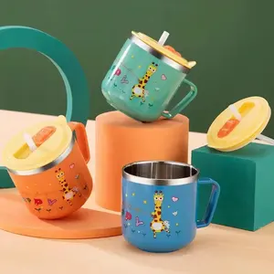 Tasse isolée sous vide à Double paroi en acier inoxydable 304, tasses à lait de dessin animé pour enfants