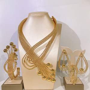 Yulaili Dernières tendances en matière de bijoux Bijoux pour femmes Bijoux de Noël Dubaï 24 carats Prix bas Style brésilien <span class=keywords><strong>Collier</strong></span> en or pur - Product Image 6