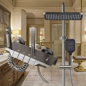 Robinet de douche mural thermostatique <span class=keywords><strong>à</strong></span> poignée unique en aluminium avec pomme de douche pluie pour appartement et <span class=keywords><strong>hôtel</strong></span> - Product Image 5