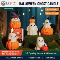 Vela de Cera de Soja para Halloween, Hecha a Mano, con Impresión Tipográfica, Regalo Práctico, Aroma a Calabaza, Crea una Atmósfera Especial
