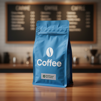 Sacs d'emballage pour café jetables personnalisés avec logo imprimé, en PE, à fond plat, pour poudre de café, vente en gros