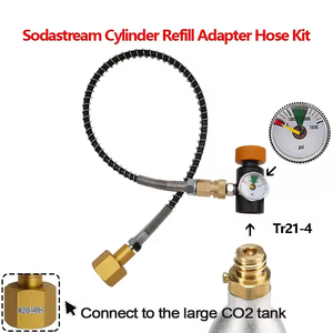 Soda Cylinder Bottle Hose <b>Adapter</b> Kit Without Bleed Valve for Sodastream to <b>Charging</b> Refilling CO2 From W21.8-14 Large CO2 Tank - Product Image 2