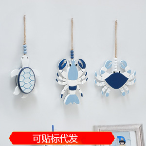 Mediterranean Wooden Lobster <b>Crab</b> Turtle Hanging Wall Decor For Hotels Restaurants Multi Piece Set - Product Image 5