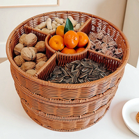 Boîte de rangement pour snacks et bonbons, plateau à fruits et plateau à desserts pour table basse de salon, panier à noix en rotin naturel