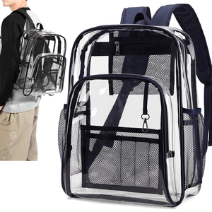 Mochila transparente de PVC de 20L, gran capacidad, cremallera antirrobo, impermeable, deportiva, informal, unisex - Product Image 2