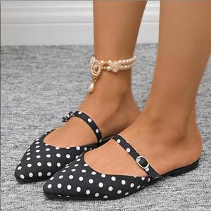 Sandalias Mary Jane para mujer, nueva correa con estampado <span class=keywords><strong>de</strong></span> puntos, <span class=keywords><strong>zapatillas</strong></span> planas con <span class=keywords><strong>punta</strong></span> en pico, <span class=keywords><strong>zapatillas</strong></span> planas <span class=keywords><strong>de</strong></span> Ballet para mujer, medias <span class=keywords><strong>zapatillas</strong></span> - Product Image 5