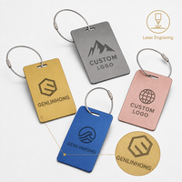 Etiquetas de Equipaje de Metal con Logotipo Personalizado, Grabadas con Láser, de Aluminio Anodizado, con Nombre y Número de Teléfono, para Maletas, Regalo Promocional de Viaje