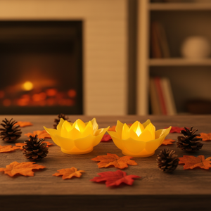 Grande <span class=keywords><strong>bougie</strong></span> électronique <span class=keywords><strong>LED</strong></span> Lotus en plastique, sans fumée, sûre, fonctionnant sur piles, veilleuse, lanterne pour festival, Halloween, Diwali, Noël - Product Image 4