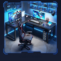 Table de jeu d'ordinateur multifonctionnelle chambre à coucher maison étagère table d'angle double table de gamer de style e-sport en forme de L course