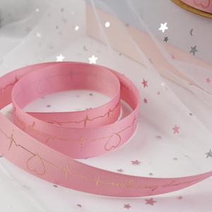 <b>Flower</b> Ribbon Spool Mother's Day Valentine's Wedding Gift <b>Cake</b> Baking Packaging Material Heart Bronzing Gold Thread Polyester - Product Image 6
