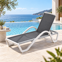 Chaise longue de patio moderne pour l'extérieur, dossier réglable sur cinq niveaux, chaise longue inclinable imperméable