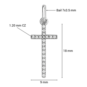 จี้ทองคำขาว 14K ดีไซน์เรียบง่าย สไตล์ศาสนา รูปทรงกางเขนบาง ประดับด้วยเพชรคิวบิกเซอร์โคเนียขนาด 1.20 มม. สำหรับผู้หญิง - Product Image 4