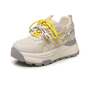 Women's Chunky Soled Sneakers 2026 Spring New Arrival Double Lace Up Lightweight Built in Heel Versatile Casual Sneakers - Product Image 4