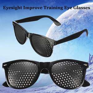 Noir Unisexe Vision Soins Trous D'épingle D'exercice <span class=keywords><strong>de</strong></span> L'oeil Lunettes Sténopés Lunettes Vue D'améliorer en plastique - Product Image 6