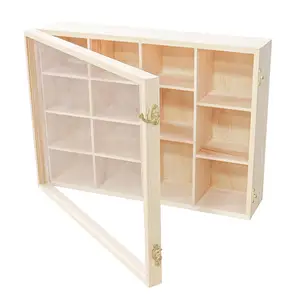 Wandgemonteerde Organizer Acryl Vitrine Kast Houten Kratten Sieraden Doos Houten Kisten Voor Geschenken