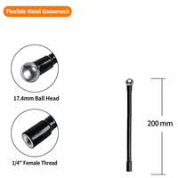 Support de téléphone col de cygne 200 mm avec rotule 17,4 mm, bras flexible en métal, filetage 1/4 po pour éclairage LED, diffusion en direct, selfie et vlogging