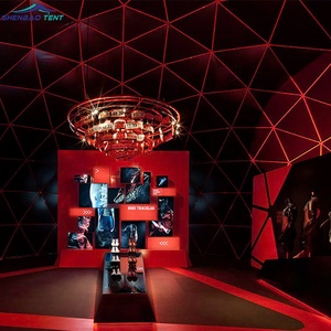 Thép Di Động <span class=keywords><strong>Geo</strong></span> Đảng PVC Nửa Vườn Igloo Nhà Kính 6M Glamping Geodesic Dome Lều - Product Image 3