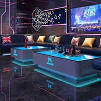 Table basse en verre éclairée par LED moderne pour KTV, bar à domicile, parc, hôtel, salle de sport, boîte de nuit, salon, sous-sol, entrée