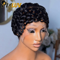 Perruque en cheveux humains en gros, sans colle, avec dentelle HD, perruque frontale en dentelle de cheveux naturels, coupe pixie, bouclée, 13x4, pour revendeurs