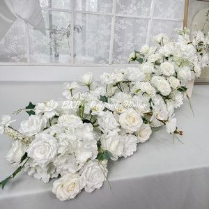 Suministros de decoración para eventos de boda corredor de flores blancas corredor de pasillo de flores para decoración de eventos - Product Image 3