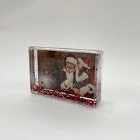 Cadre liquide en acrylique mini en gros, thème Noël avec rennes flottants, paillettes, emballage personnalisé, style Père Noël et bonhomme de neige