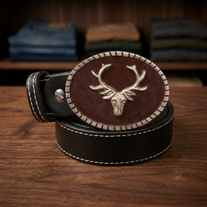 Cinturón de Cuero Bávaro Tiger Touch para Hombre, con Logotipo, Material de Piel de Vaca, Hebilla de Cobre Extraíble, Ancho de 1.5'', Modelo TT-1852 - Product Image 3