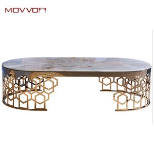 Mesa de centro de mármol de lujo moderno de lujo <span class=keywords><strong>Jazz</strong></span> Color oro blanco pierna superior de mármol mesa de <span class=keywords><strong>café</strong></span> - Product Image 1