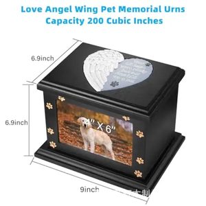 Wooden pet <b>urn</b> with photo frame, pet coffin box, <b>cat</b> and dog funeral supplies, pet <b>urn</b> memorial box - Product Image 5