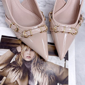 Nouvelles Escarpins à Plateforme Argentée 2025, Sandales Pointues Beige Rétro Été Africaines à Talons Hauts pour Femmes - Product Image 1
