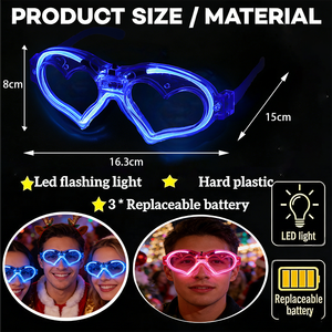 <span class=keywords><strong>LED</strong></span> Kalp Şeklinde Soğuk Işık Gözlükleri Mezuniyet Partisi Özelleştirilebilir Renkler Dayanıklı Rahat Kullanım Yüksek Kaliteli Taşınabilir Pil - Product Image 2