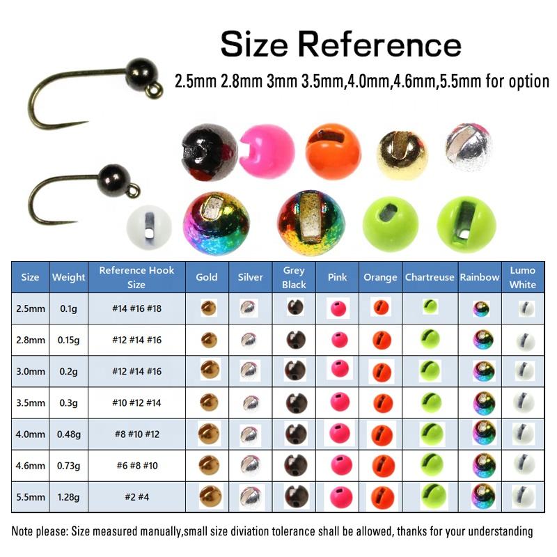Wholesale Multi-Color Tungsten Beads Slotted Sunk Jig Fishing  Weight Fly Tying Material for Fly Tying