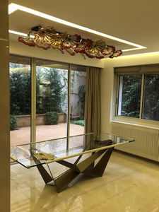 Lámpara de Techo Moderna de Lujo con Base <span class=keywords><strong>Rectangular</strong></span> de Acero Inoxidable y Cristal de Murano, con Luces <span class=keywords><strong>LED</strong></span>, para <span class=keywords><strong>Cocina</strong></span> y Uso Residencial - Product Image 2