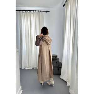 Manteau long à capuche en tissu polyester pour femme, coupe décontractée, manches longues, coupe-vent, avec capuche amovible - Product Image 6