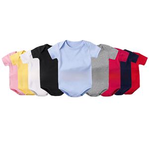 Ropa Al Por Mayor De Verano Para Bebé Recién Nacido Niño O Niña En Blanco 100% Algodón Color Sólido Mameluco Body De Manga Corta - Product Image 1