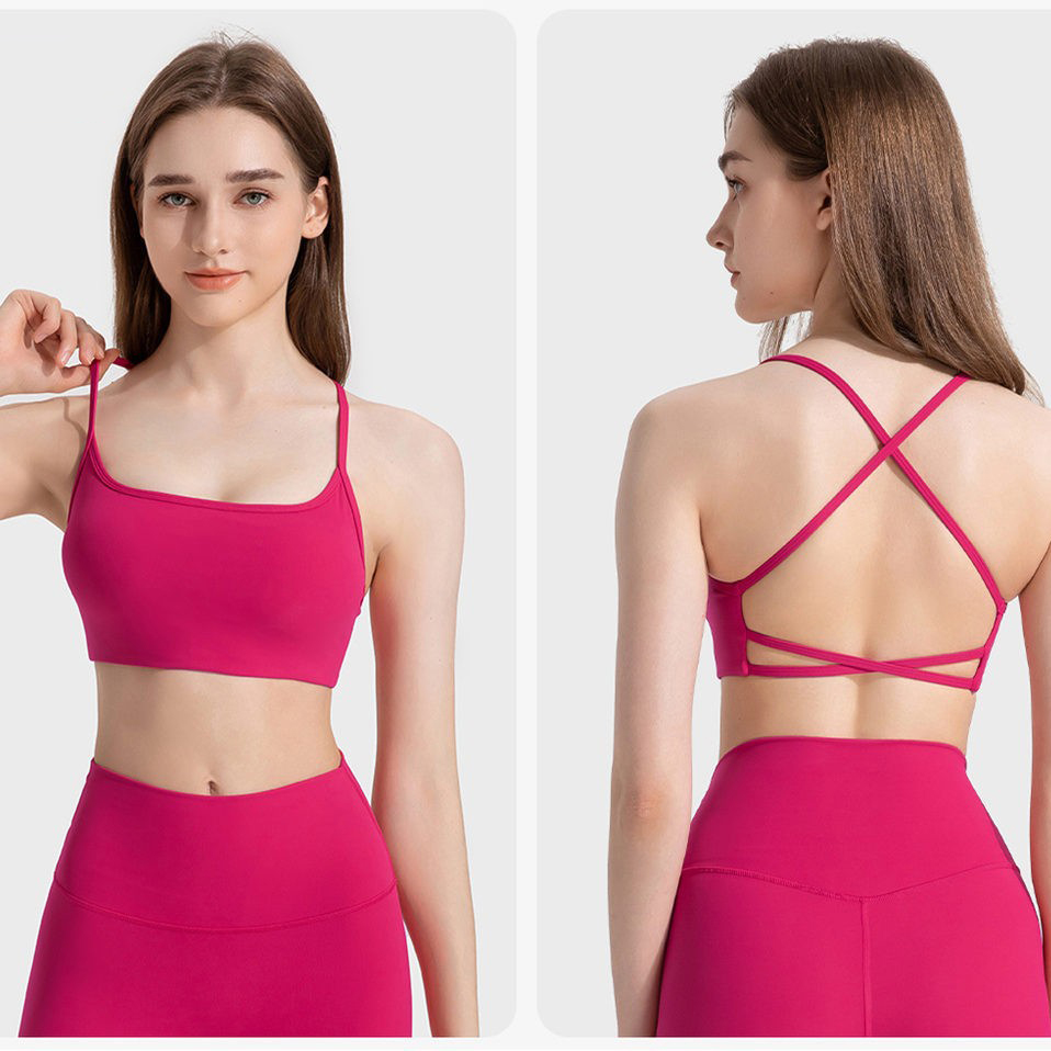 Cross-back Sexy tank Top Gym Clothes for Sports Yoga One-piece Cup Design with Soft Breathable Fabric Sports Bra