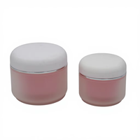 Pot en plastique à double paroi en gros, pot rond rose pour crème pour le visage, emballage, pots cosmétiques vides avec couvercles