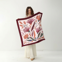 Écharpe en soie à imprimé floral multicolore sur mesure, grande écharpe carrée en satin de 90 cm pour femme, cadeau