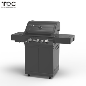Gril à gaz de <span class=keywords><strong>barbecue</strong></span> de brûleurs de la partie extérieure matérielle 3 d'acier inoxydable de couleur noire avec deux brûleurs latéraux - Product Image 1