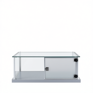 Aluminium Framed Countertop Showcase 45x45cm <b>Light</b> Grey Tempered Glass <b>Hinged</b> Lockable Door - Product Image 2