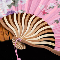 Éventail Rétro Pliant en Soie Style Chinois Japonais Décoratif pour Femmes, Poche en Bambou, Poignée, Danse, Décoration à la Main, 1 Pièce